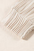 Wavy Plissé Texture Crew Neck Long Sleeve Top