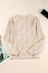 Wavy Plissé Texture Crew Neck Long Sleeve Top