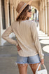 Wavy Plissé Texture Crew Neck Long Sleeve Top