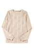 Wavy Plissé Texture Crew Neck Long Sleeve Top