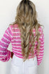 Wavy Pointelle Knit Tie Front Cropped Cardigan