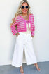 Wavy Pointelle Knit Tie Front Cropped Cardigan