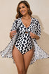 Wavy Print Tie Front One Piece Swimsuit