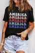 Wavy Stacked America Retro Font Patriotic Short Sleeve Tee