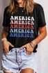 Wavy Stacked America Retro Font Patriotic Short Sleeve Tee