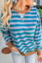 Wavy Stripe Contrast Rib Trim Drop Shoulder Sweatshirt