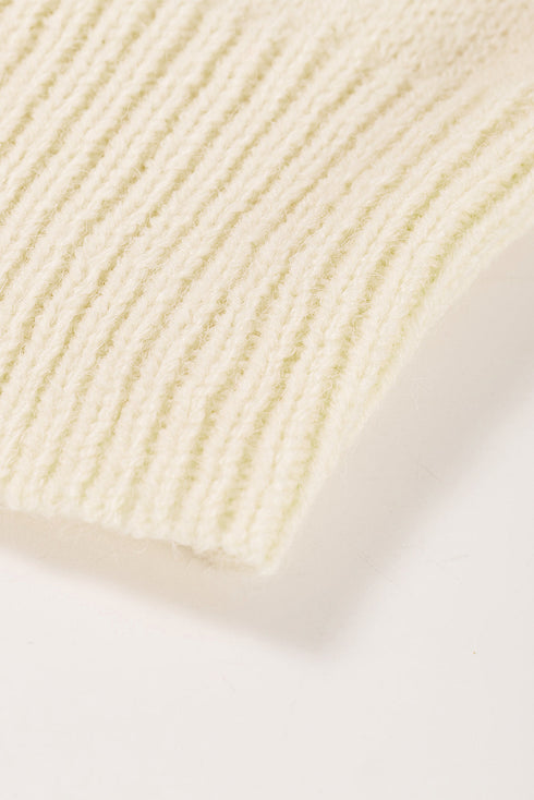 Wavy Stripe Pointelle Knit Crew Neck Sweater