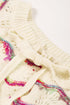Wavy Stripe Pointelle Knit Crew Neck Sweater