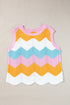 Wavy Stripe Pointelle Knit Sleeveless Sweater Vest