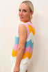 Wavy Stripe Pointelle Knit Sleeveless Sweater Vest