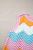 Wavy Stripe Pointelle Knit Sleeveless Sweater Vest