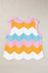 Wavy Stripe Pointelle Knit Sleeveless Sweater Vest