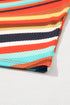 Wavy Stripe Print Ribbed Knit Henley Tank Top