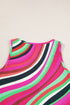 Wavy Stripe Print Ribbed Knit Henley Tank Top