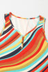 Wavy Stripe Print Ribbed Knit Henley Tank Top
