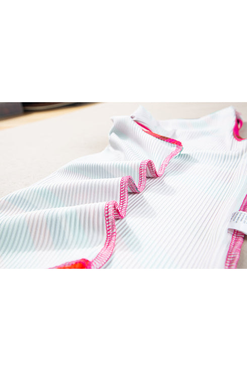 Wavy Striped Buttoned V Neck Tank Top