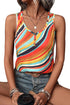 Wavy Striped Buttoned V Neck Tank Top