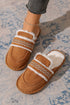 Wavy Striped Suede Texture Plush Lined Slippers