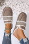 Wavy Striped Suede Texture Plush Lined Slippers