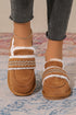 Wavy Striped Suede Texture Plush Lined Slippers
