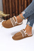 Wavy Striped Suede Texture Plush Lined Slippers