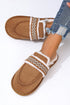Wavy Striped Suede Texture Plush Lined Slippers