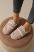 Wavy Striped Suede Texture Plush Lined Slippers