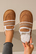 Wavy Striped Suede Texture Plush Lined Slippers