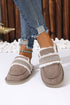 Wavy Striped Suede Texture Plush Lined Slippers