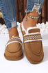 Wavy Striped Suede Texture Plush Lined Slippers