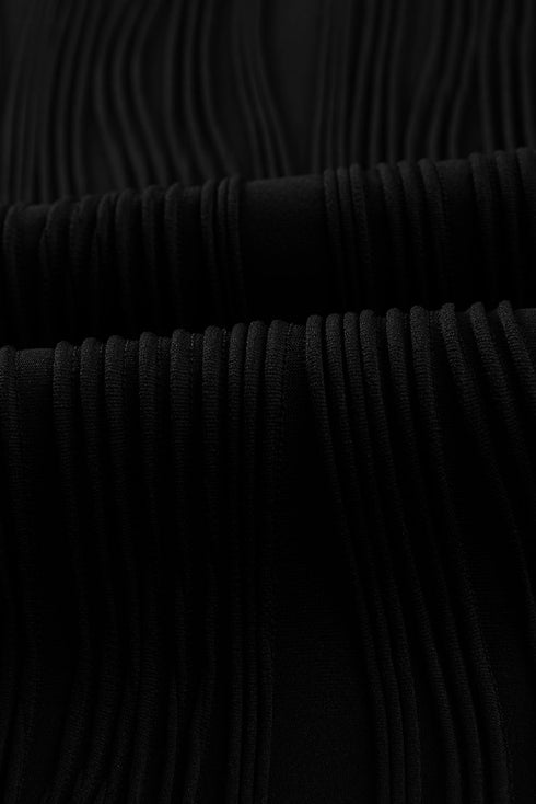 Wavy Texture Cap Sleeve Top