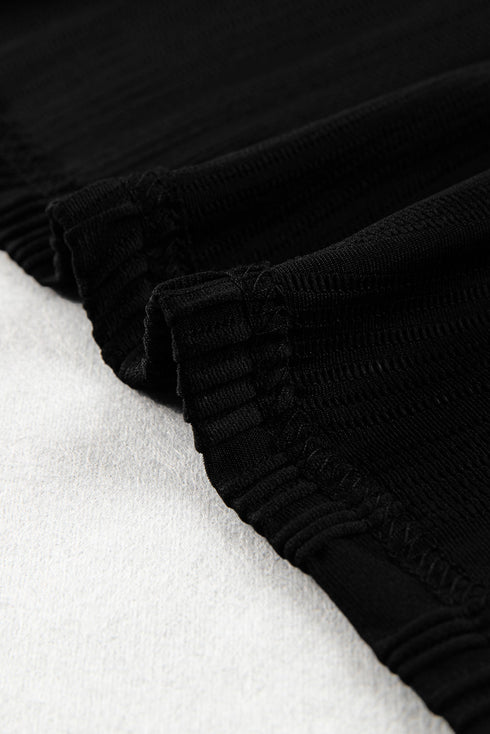 Wavy Texture Cap Sleeve Top