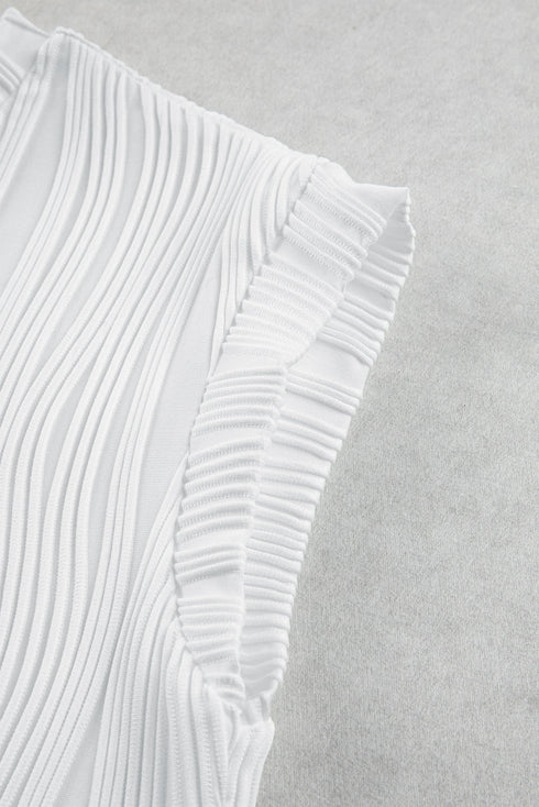 Wavy Texture Cap Sleeve Top