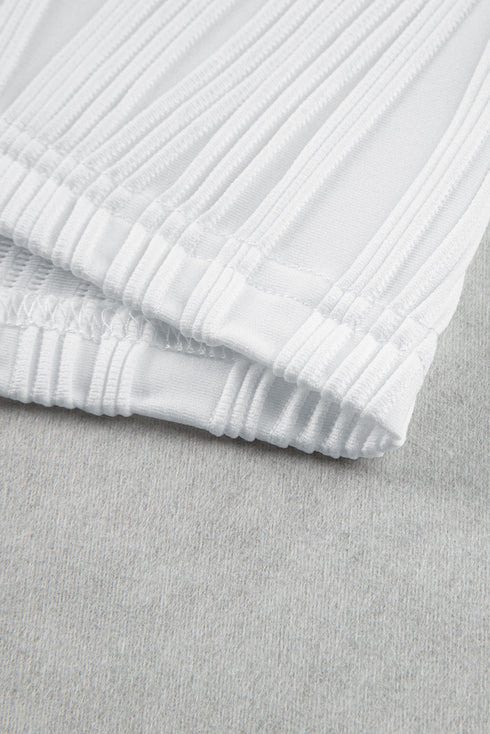 Wavy Texture Cap Sleeve Top