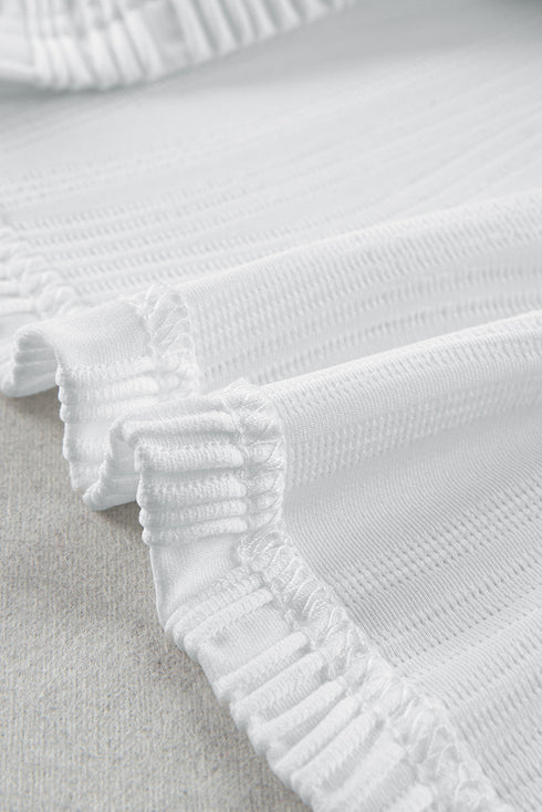 Wavy Texture Cap Sleeve Top