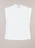 Wavy Textured Mock Neck Cap Sleeve Stretch Top