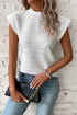 Wavy Textured Mock Neck Cap Sleeve Stretch Top