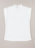 Wavy Textured Mock Neck Cap Sleeve Stretch Top