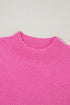 Wavy Textured Puff Sleeve High Neck Pullover Sweater