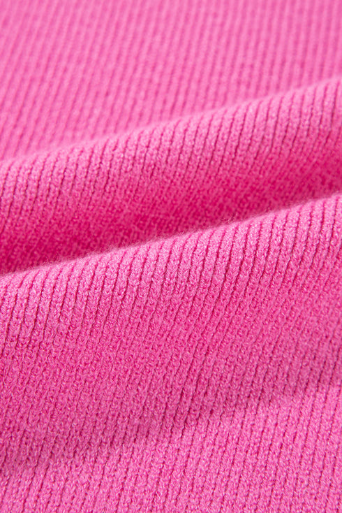 Wavy Textured Puff Sleeve High Neck Pullover Sweater