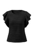 Wavy Textured Ruffle Sleeve Top