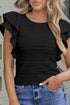 Wavy Textured Ruffle Sleeve Top