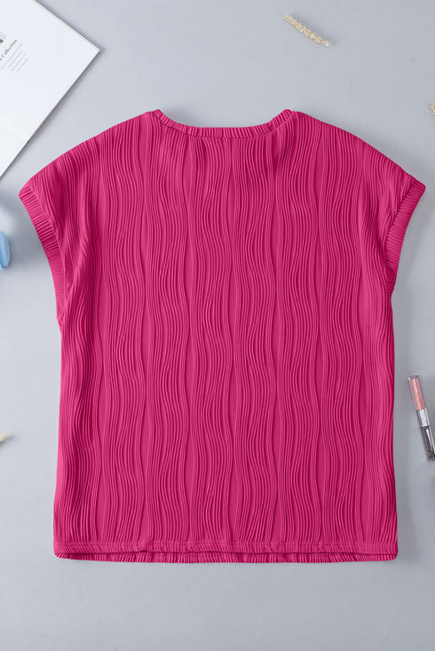 Wavy Textured Solid Minimalist Stretch Tee