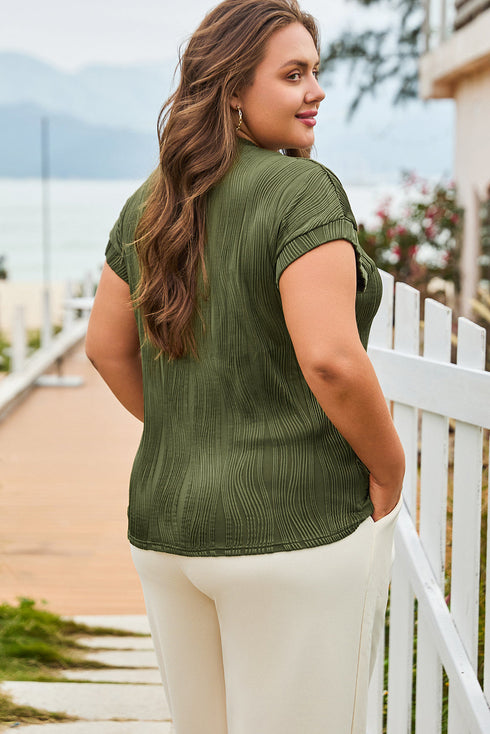 Wavy Textured Solid Minimalist Stretch Tee