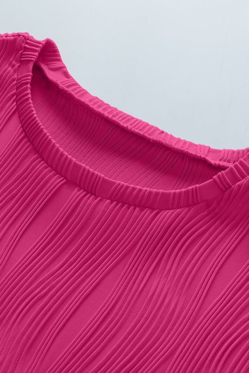 Wavy Textured Solid Minimalist Stretch Tee
