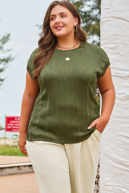 Wavy Textured Solid Minimalist Stretch Tee