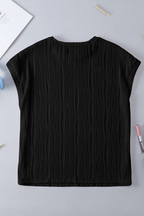 Wavy Textured Solid Minimalist Stretch Tee