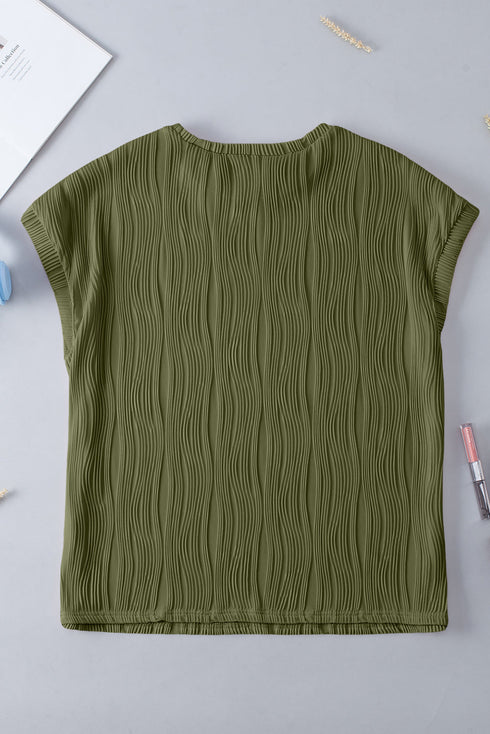 Wavy Textured Solid Minimalist Stretch Tee