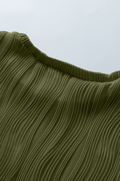Wavy Textured Solid Minimalist Stretch Tee