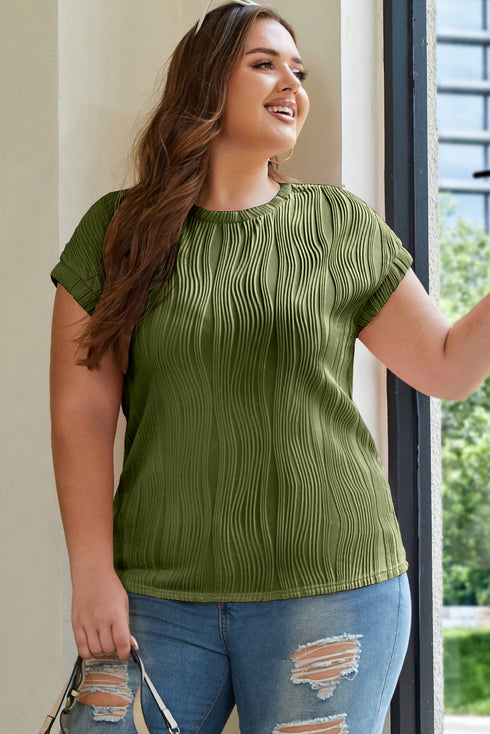 Wavy Textured Solid Minimalist Stretch Tee
